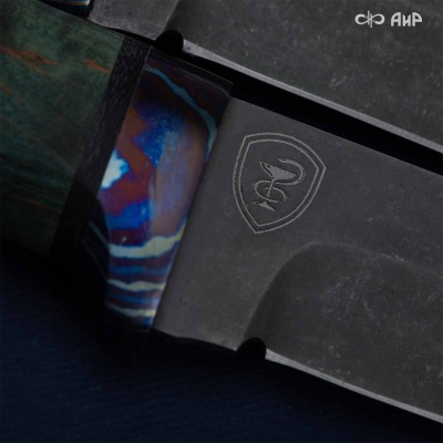 Универсальный нож Лиса, сталь Elmax, ZlaTi, рукоять стабилизированная карельская береза в интернет-магазине art-steel.ru Универсальный нож Лиса, сталь Elmax, ZlaTi, рукоять стабилизированная карельская береза в интернет-магазине art-steel.ru, фото