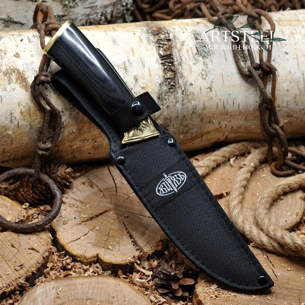 Охотничий нож Ястреб, сталь 65Х13, рукоять бакелит, латунь в интернет-магазине art-steel.ru, фото