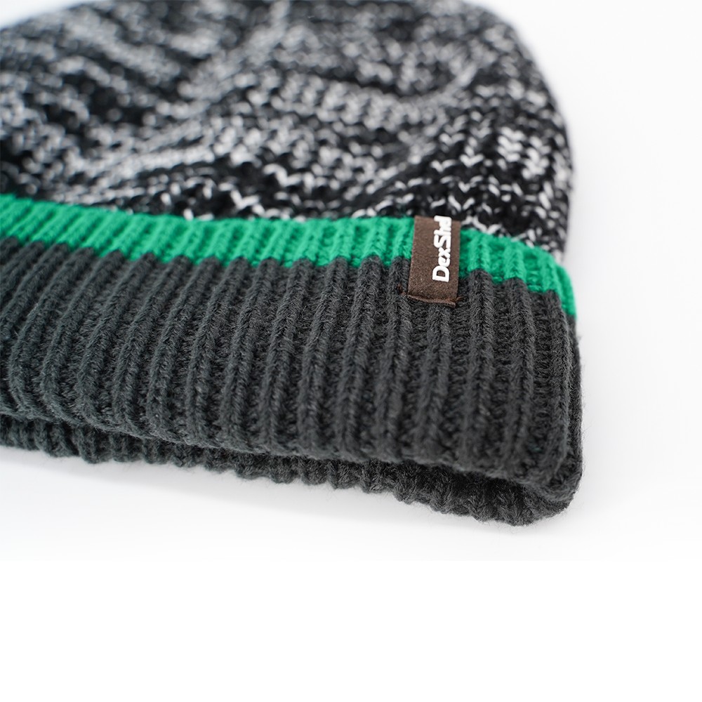 Шапка водонепроницаемая DexShell Cuffed Beanie, DH353GRN черная с зеленой полоской, размер L/XL в интернет-магазине art-steel.ru, фото