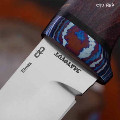 Универсальный нож Лиса, сталь Elmax, ZlaTi, рукоять стабилизированная карельская береза в интернет-магазине art-steel.ru, фото
