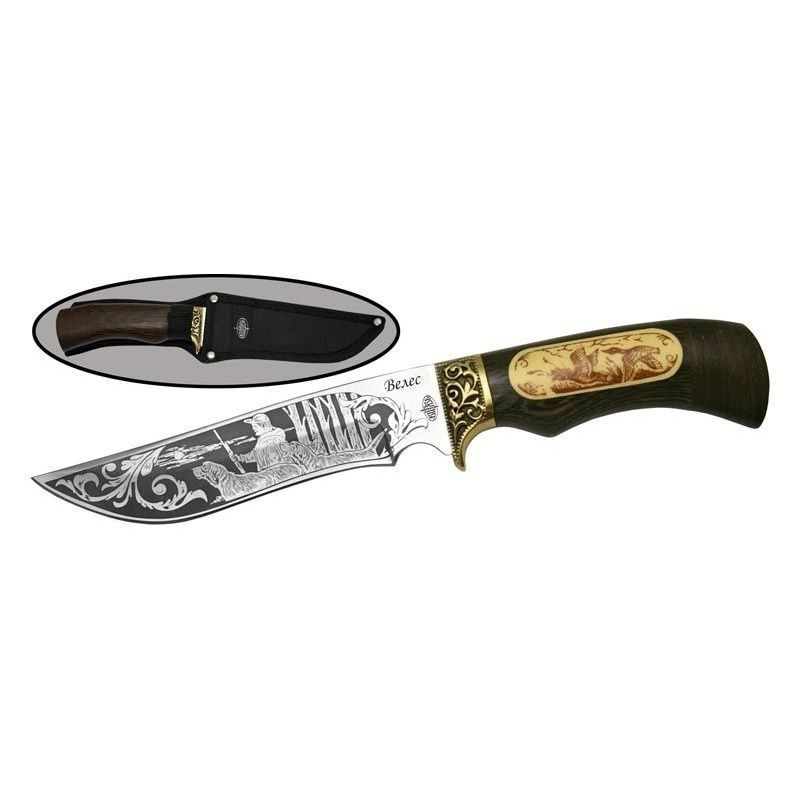 Туристический нож Велес, сталь 65Х13, рукоять дерево, латунь в интернет-магазине art-steel.ru, фото