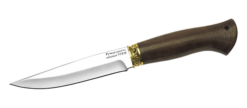 Универсальный хозяйственно-бытовой нож с кожаным чехлом ВОЛК 2, сталь 95х18, рукоять дерево в интернет-магазине art-steel.ru, фото