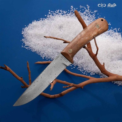 Универсальный нож Лиса ЦМ, сталь ZDI 1016, рукоять стабилизированная карельская береза в интернет-магазине art-steel.ru, фото