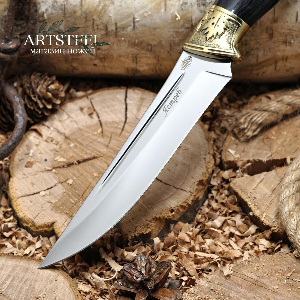 Охотничий нож Ястреб, сталь 65Х13, рукоять бакелит, латунь в интернет-магазине art-steel.ru, фото