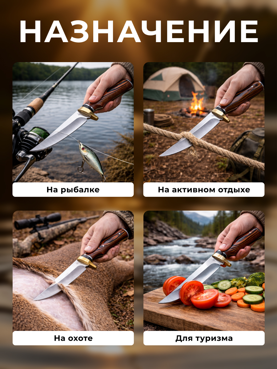 Охотничий нож DP211, сталь 65Х13, рукоять бакелит, латунь в интернет-магазине art-steel.ru, фото