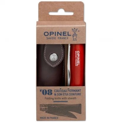 Нож Opinel №8 Trekking, нержавеющая сталь, красный, с чехлом в интернет-магазине art-steel.ru, фото