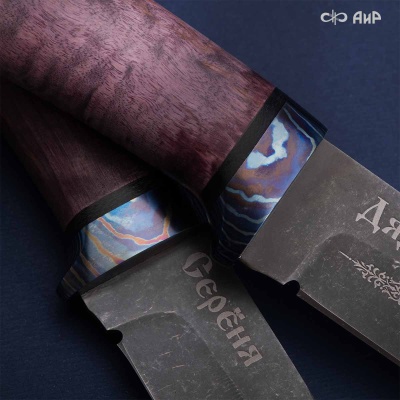 Универсальный нож Лиса, сталь Elmax, ZlaTi, рукоять стабилизированная карельская береза в интернет-магазине art-steel.ru Универсальный нож Лиса, сталь Elmax, ZlaTi, рукоять стабилизированная карельская береза в интернет-магазине art-steel.ru, фото