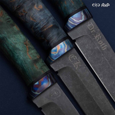 Универсальный нож Лиса, сталь Elmax, ZlaTi, рукоять стабилизированная карельская береза в интернет-магазине art-steel.ru Универсальный нож Лиса, сталь Elmax, ZlaTi, рукоять стабилизированная карельская береза в интернет-магазине art-steel.ru, фото