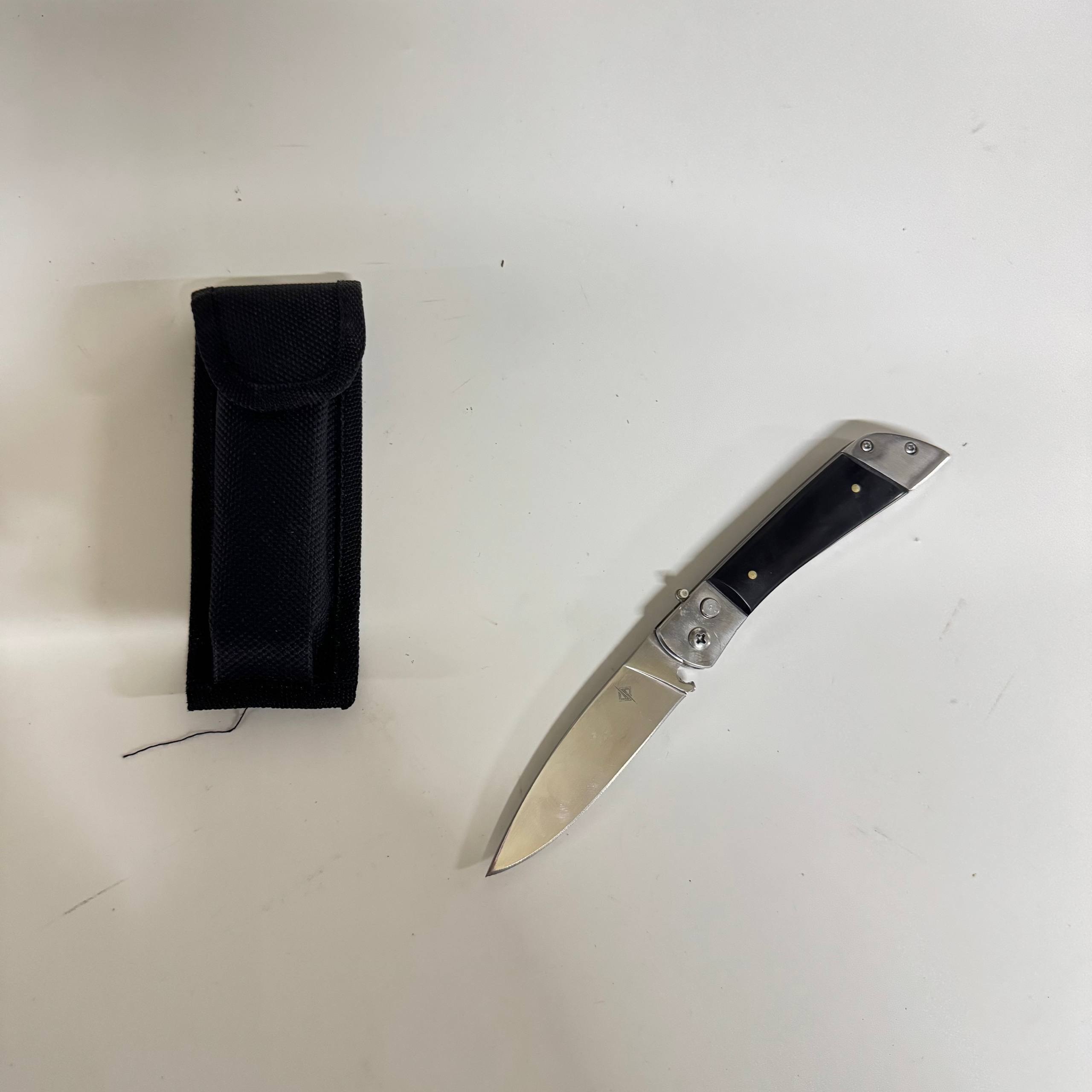 Автоматический складной нож Scout (кнопочный), сталь 65Х13, рукоять металл, смола (уценка) в интернет-магазине art-steel.ru, фото