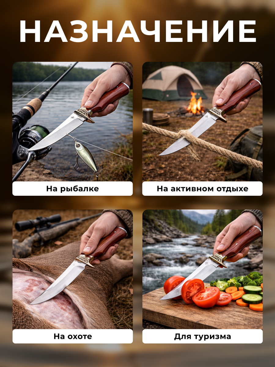 Охотничий нож Nomad, сталь 65х13, рукоять бакелит, медь в интернет-магазине art-steel.ru, фото