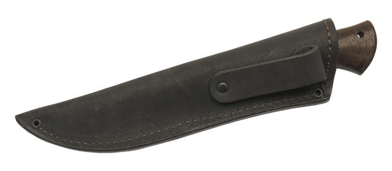 Универсальный хозяйственно-бытовой нож с кожаным чехлом ВОЛК 2, сталь 95х18, рукоять дерево в интернет-магазине art-steel.ru, фото
