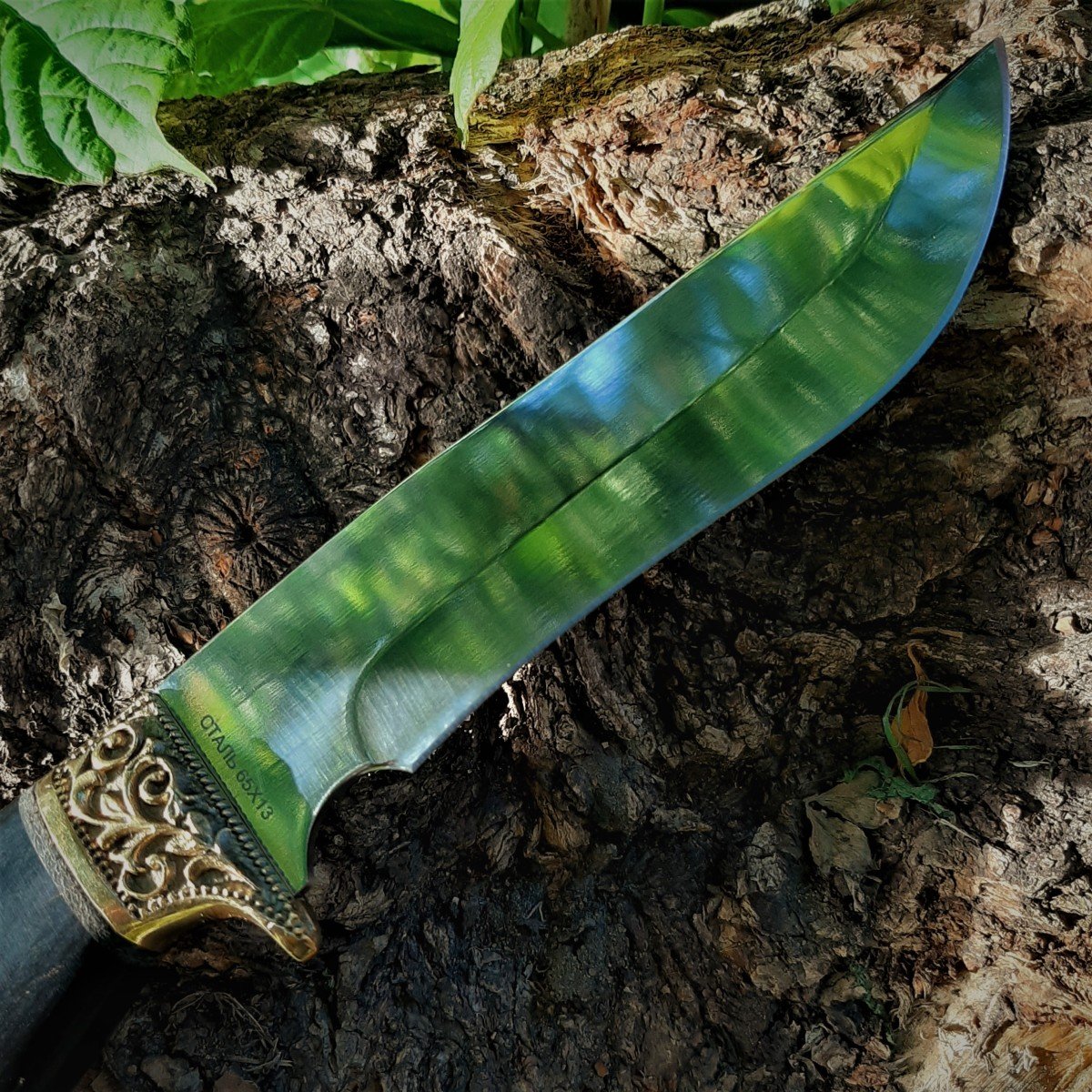 Туристический нож Велес, сталь 65Х13, рукоять дерево, латунь в интернет-магазине art-steel.ru, фото