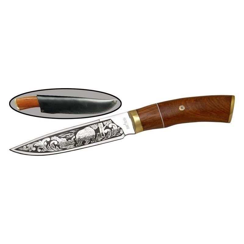 Туристический нож Гризли, сталь 65Х13, рукоять дерево, латунь в интернет-магазине art-steel.ru, фото