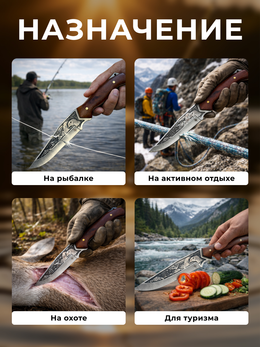 Охотничий нож DP210, сталь 40X13, рукоять дерево в интернет-магазине art-steel.ru, фото