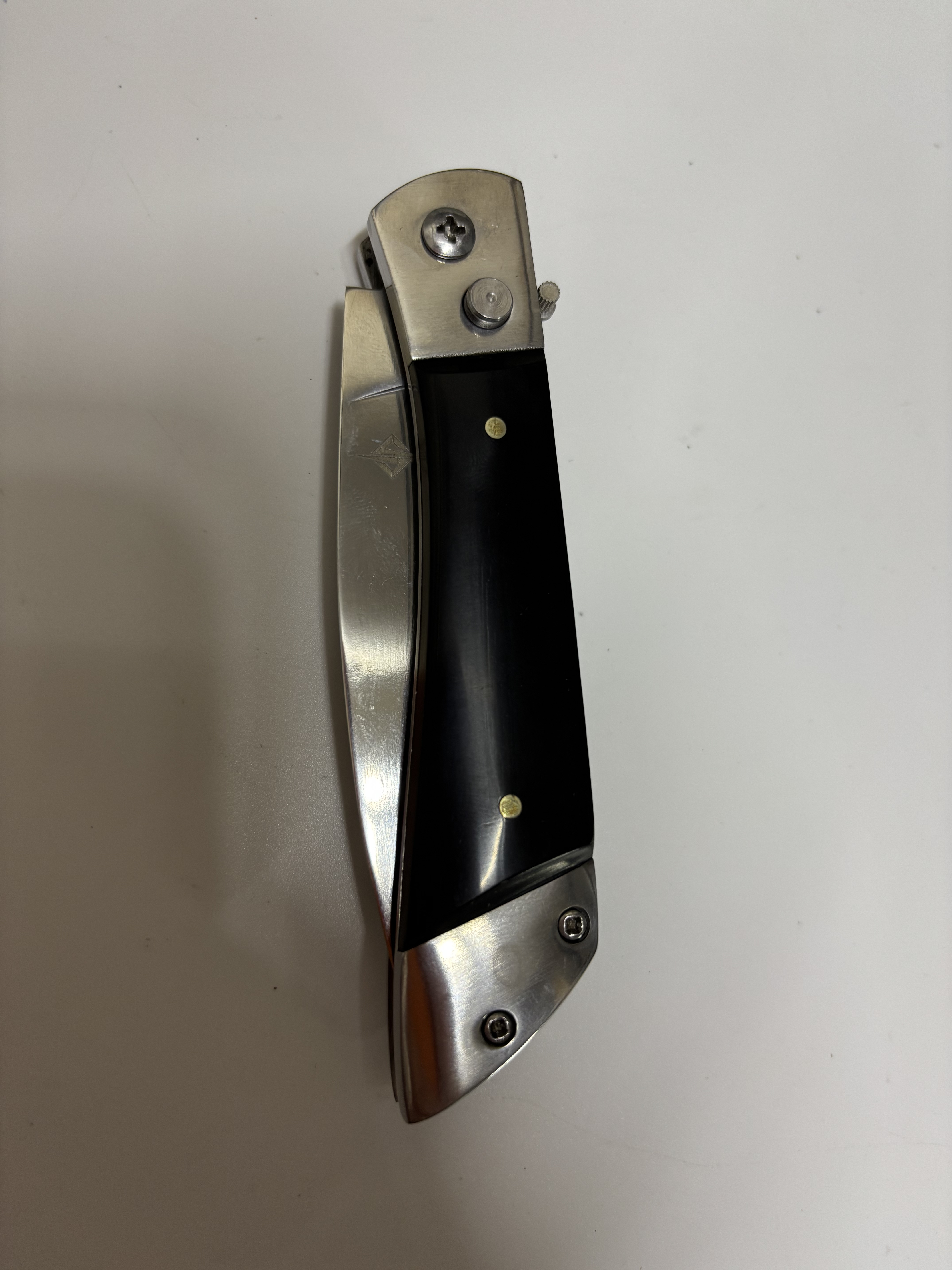 Автоматический складной нож Scout (кнопочный), сталь 65Х13, рукоять металл, смола (уценка) в интернет-магазине art-steel.ru, фото