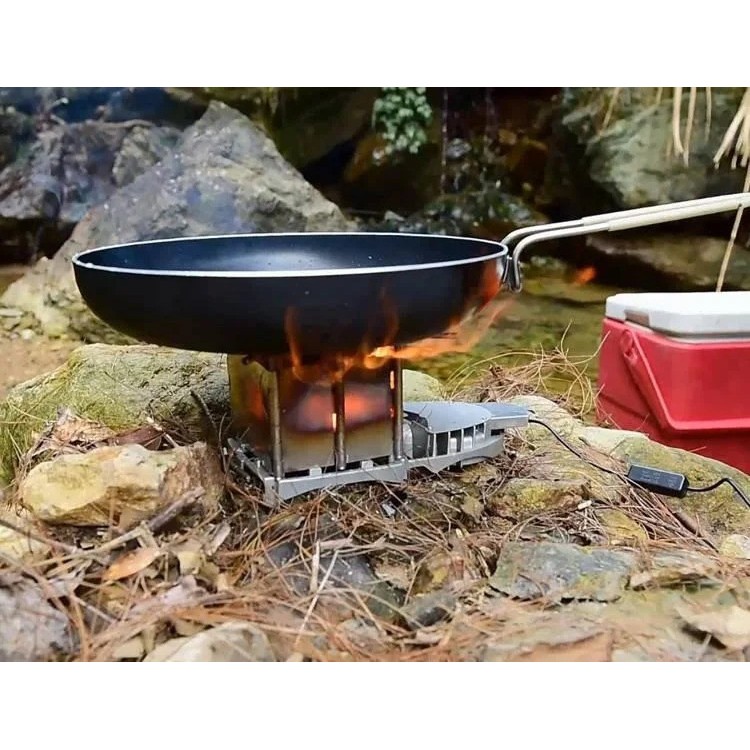 Походная печка щепочница с наддувом, мангал с электровентилятором в интернет-магазине art-steel.ru, фото
