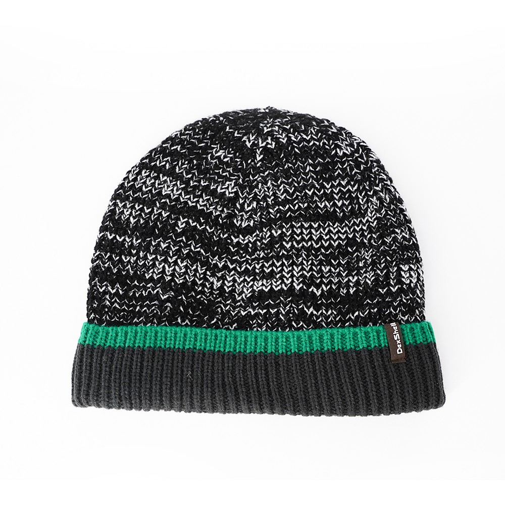 Шапка водонепроницаемая DexShell Cuffed Beanie, DH353GRN черная с зеленой полоской, размер L/XL в интернет-магазине art-steel.ru, фото