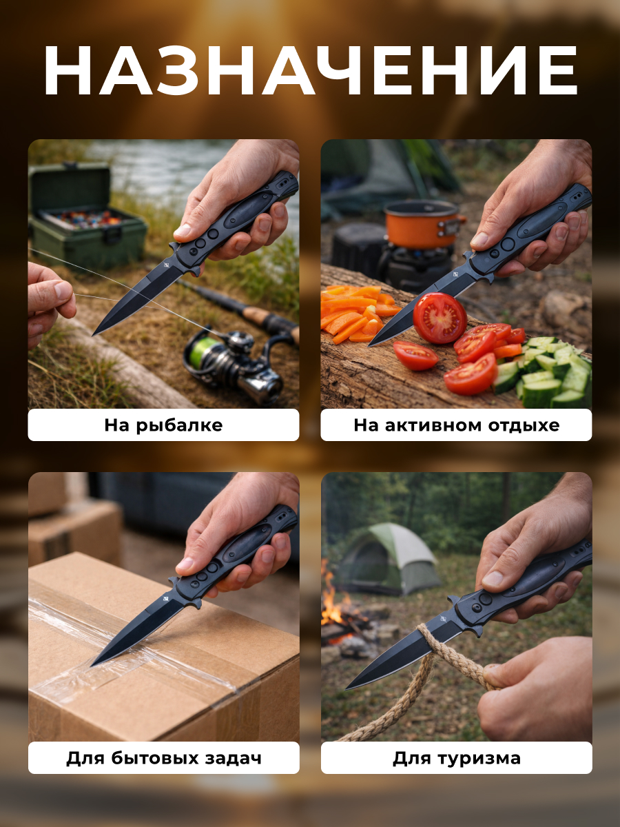 Автоматический складной нож DP114, сталь 65Х13, рукоять сталь, дерево в интернет-магазине art-steel.ru, фото