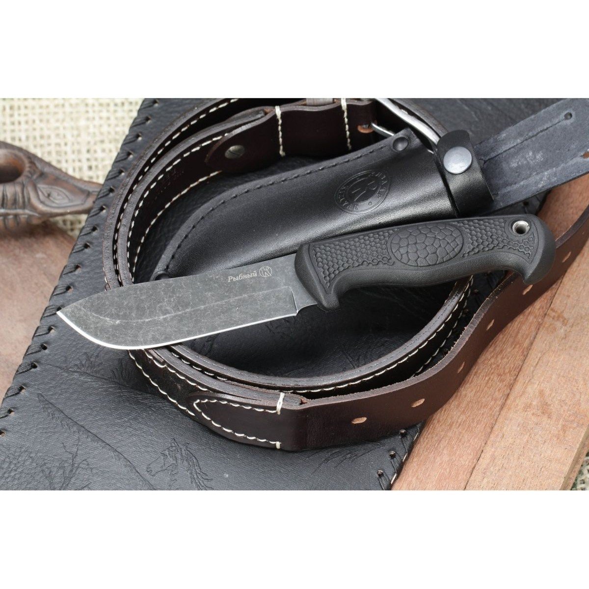 Охотничий нож Рыбный, сталь AUS8, рукоять эластрон в интернет-магазине art-steel.ru, фото