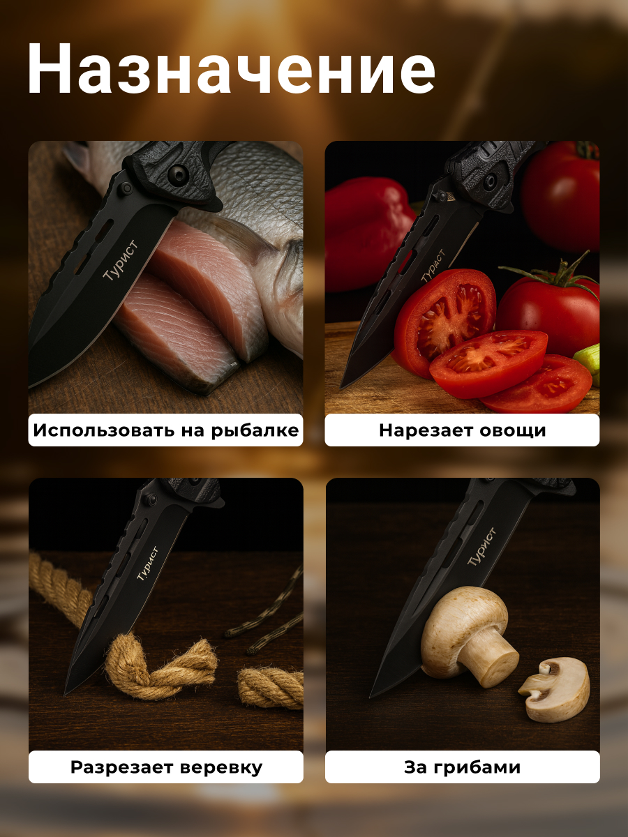 Складной нож Турист, сталь 40х13, рукоять пластик, обмотка паракорд в интернет-магазине art-steel.ru, фото