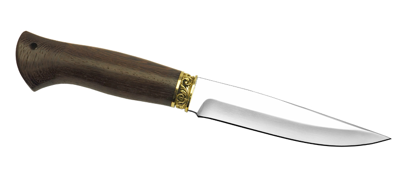 Универсальный хозяйственно-бытовой нож с кожаным чехлом ВОЛК 2, сталь 95х18, рукоять дерево в интернет-магазине art-steel.ru, фото