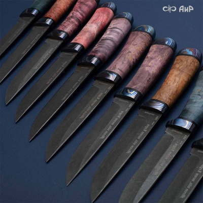 Универсальный нож Лиса, сталь Elmax, ZlaTi, рукоять стабилизированная карельская береза в интернет-магазине art-steel.ru, фото