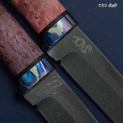 Универсальный нож Лиса, сталь Elmax, ZlaTi, рукоять стабилизированная карельская береза в интернет-магазине art-steel.ru Универсальный нож Лиса, сталь Elmax, ZlaTi, рукоять стабилизированная карельская береза в интернет-магазине art-steel.ru, фото