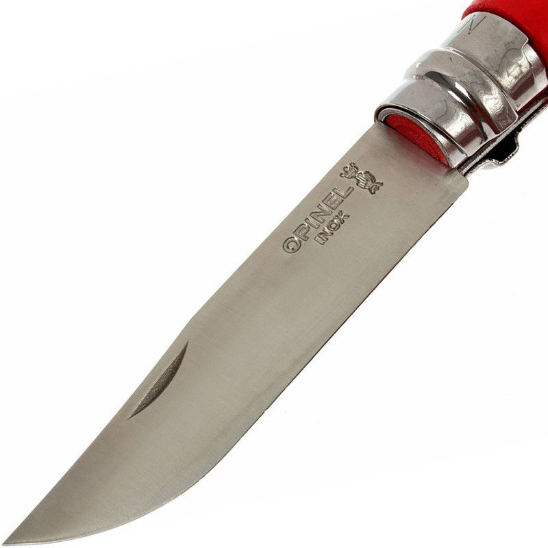 Нож Opinel №8 Trekking, нержавеющая сталь, кожаный темляк, красный в интернет-магазине art-steel.ru, фото