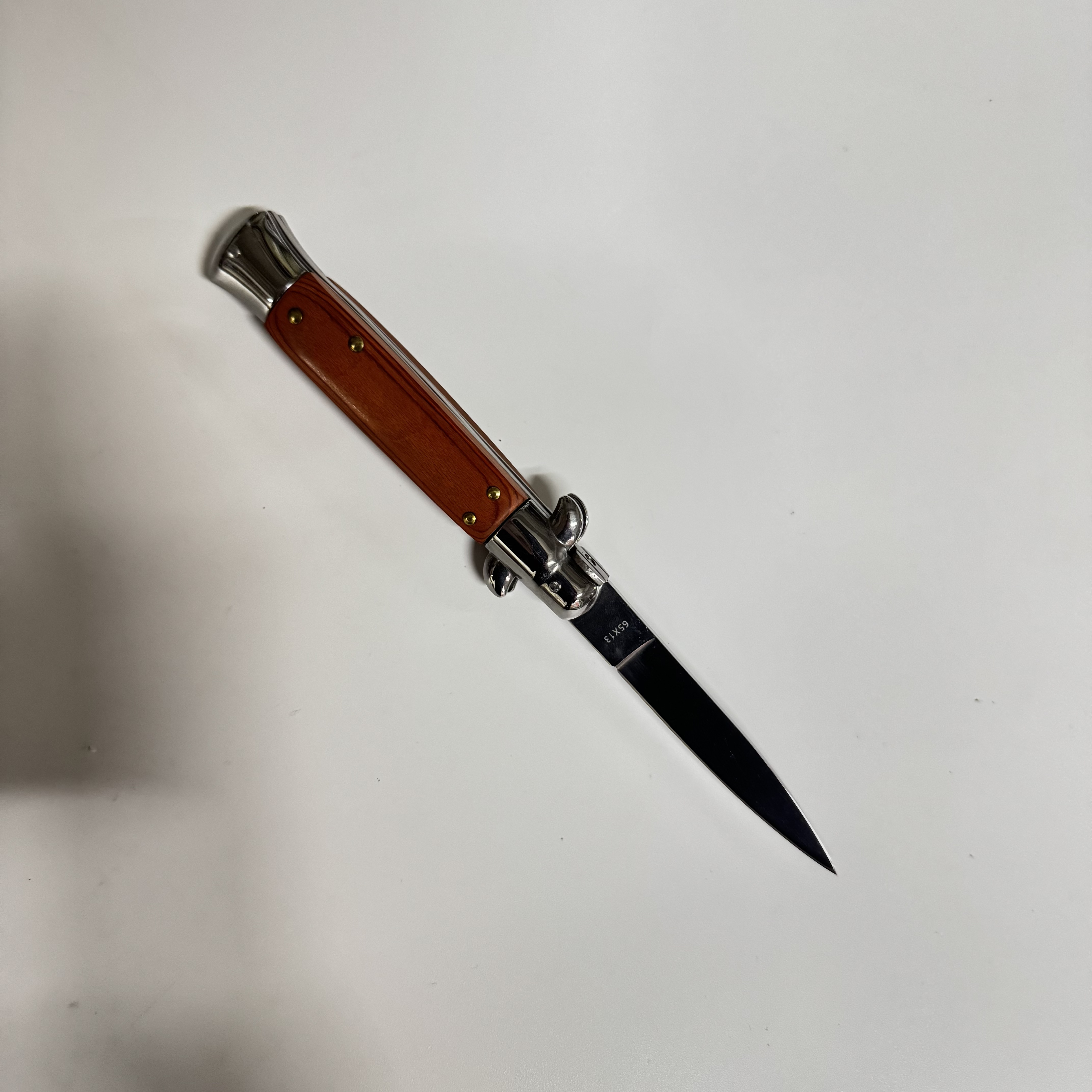 Автоматический складной нож Advisor, сталь 65Х13, рукоять дерево, сталь (уценка) в интернет-магазине art-steel.ru, фото