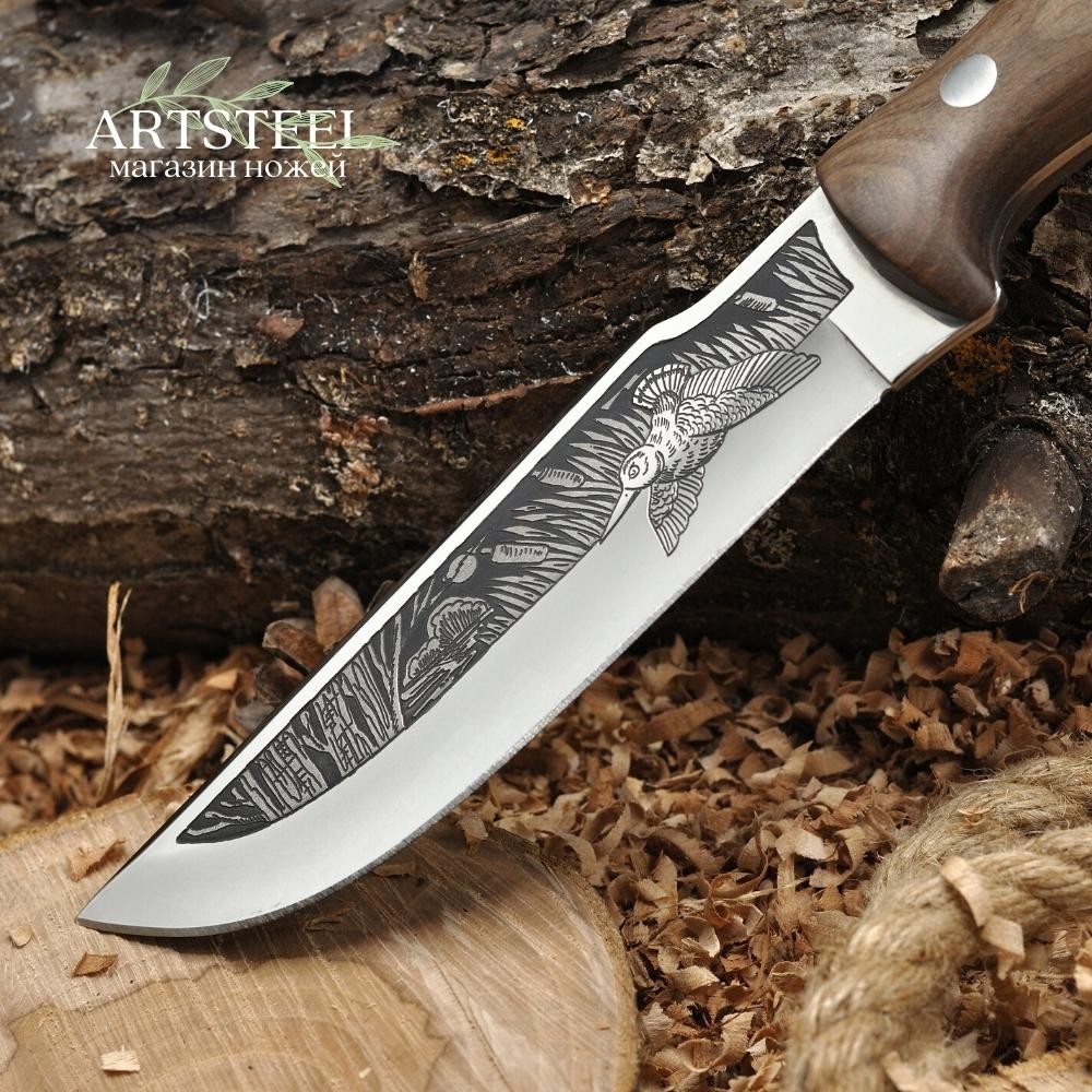 Нож Бекас-2 AUS-8 художественно оформленный в интернет-магазине art-steel.ru, фото