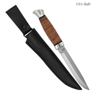 Универсальный нож Финка-3, сталь 95х18, рукоять береста алюминий в интернет-магазине art-steel.ru, фото