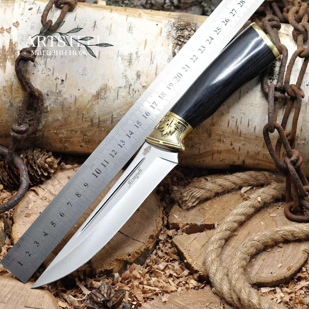 Охотничий нож Ястреб, сталь 65Х13, рукоять бакелит, латунь в интернет-магазине art-steel.ru, фото