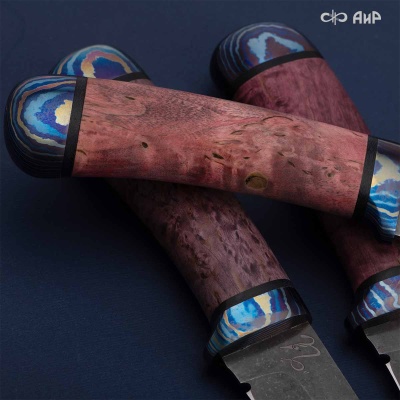 Универсальный нож Лиса, сталь Elmax, ZlaTi, рукоять стабилизированная карельская береза в интернет-магазине art-steel.ru Универсальный нож Лиса, сталь Elmax, ZlaTi, рукоять стабилизированная карельская береза в интернет-магазине art-steel.ru, фото