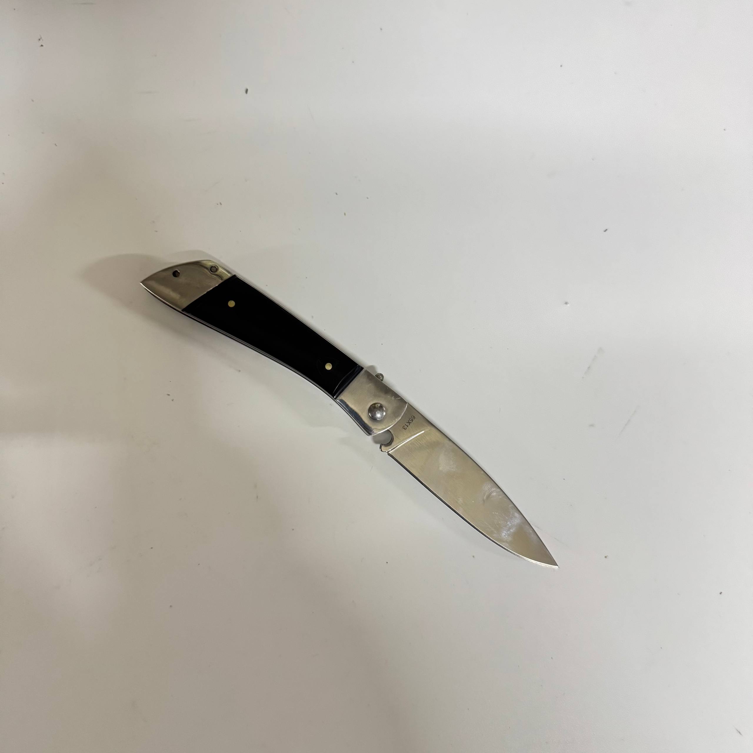 Автоматический складной нож Scout (кнопочный), сталь 65Х13, рукоять металл, смола (уценка) в интернет-магазине art-steel.ru, фото