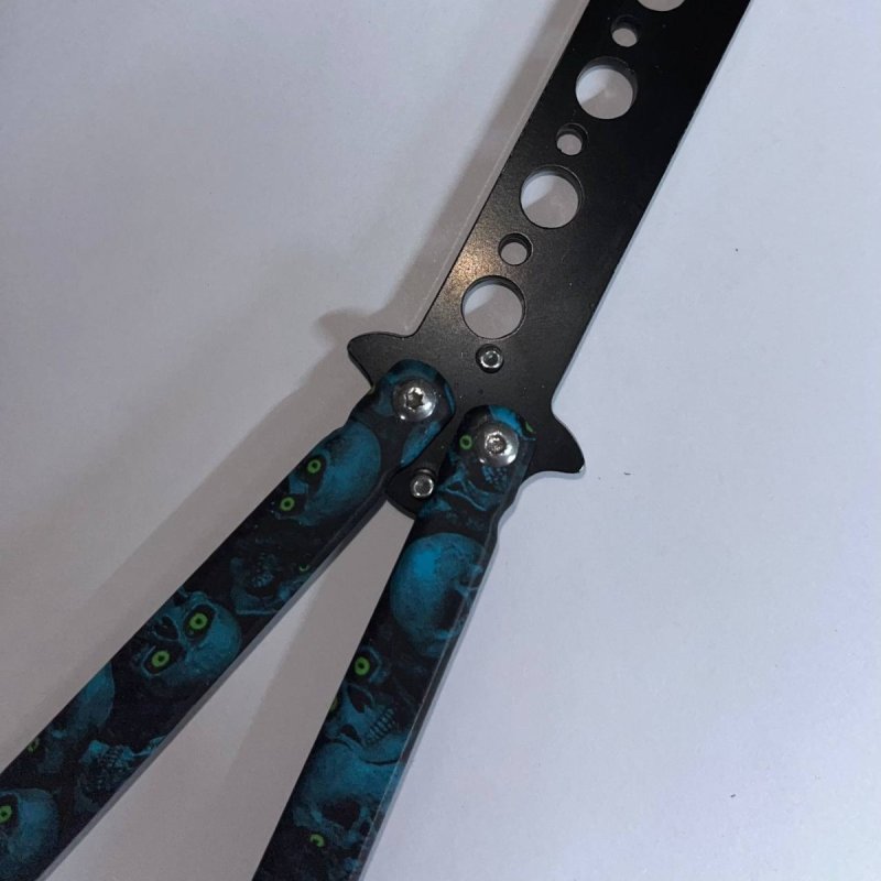Нож бабочка тренировочный Blue Skull в интернет-магазине art-steel.ru, фото