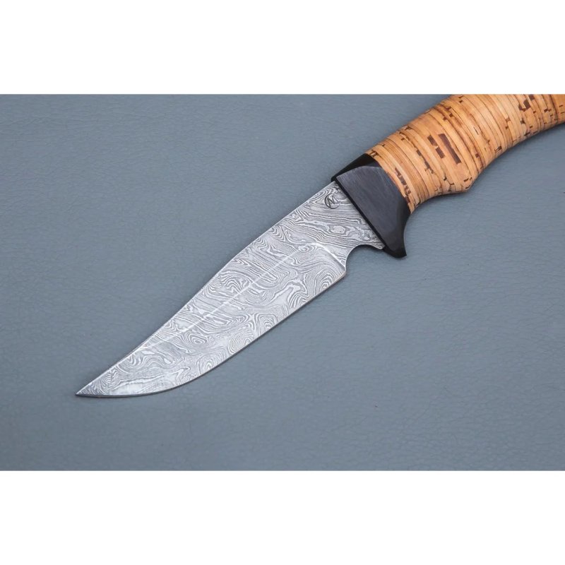 Нож Юнкер из дамасской стали, рукоять береста, граб в интернет-магазине art-steel.ru, фото