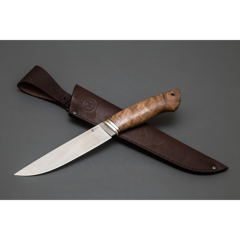 Нож Пантера из стали VG-10, рукоять ореховый кап, литье мельхиор в интернет-магазине art-steel.ru, фото