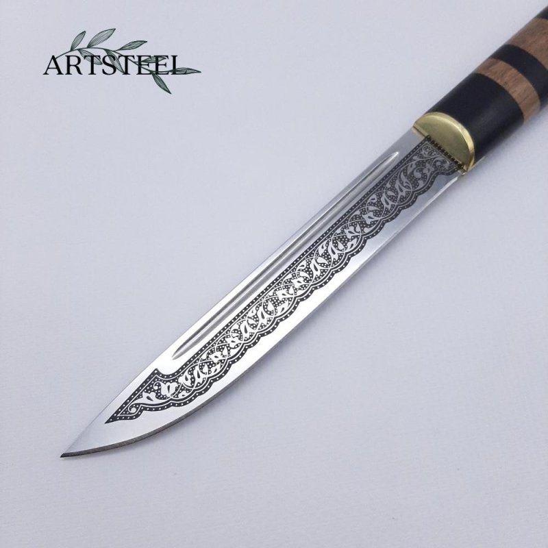 Нож Абхазский большой AUS-8 граб латунь в интернет-магазине art-steel.ru, фото