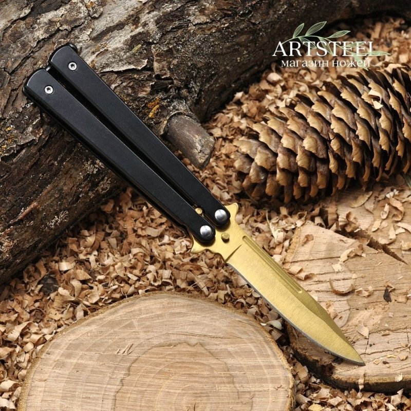Нож бабочка Кавалер, сталь 420, рукоять сталь в интернет-магазине art-steel.ru, фото