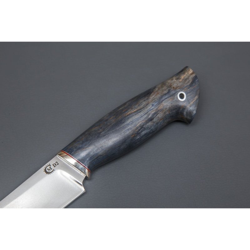 Нож Кайман из стали D2, рукоять карельская береза, литьё мельхиор в интернет-магазине art-steel.ru, фото
