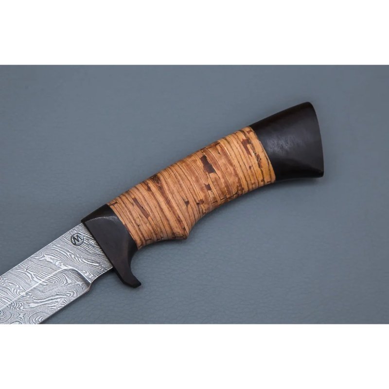 Нож Мангуст из дамасской стали, рукоять береста, граб в интернет-магазине art-steel.ru, фото