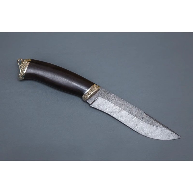 Нож Беркут из дамасской стали, рукоять черное дерево, литьё мельхиор в интернет-магазине art-steel.ru, фото