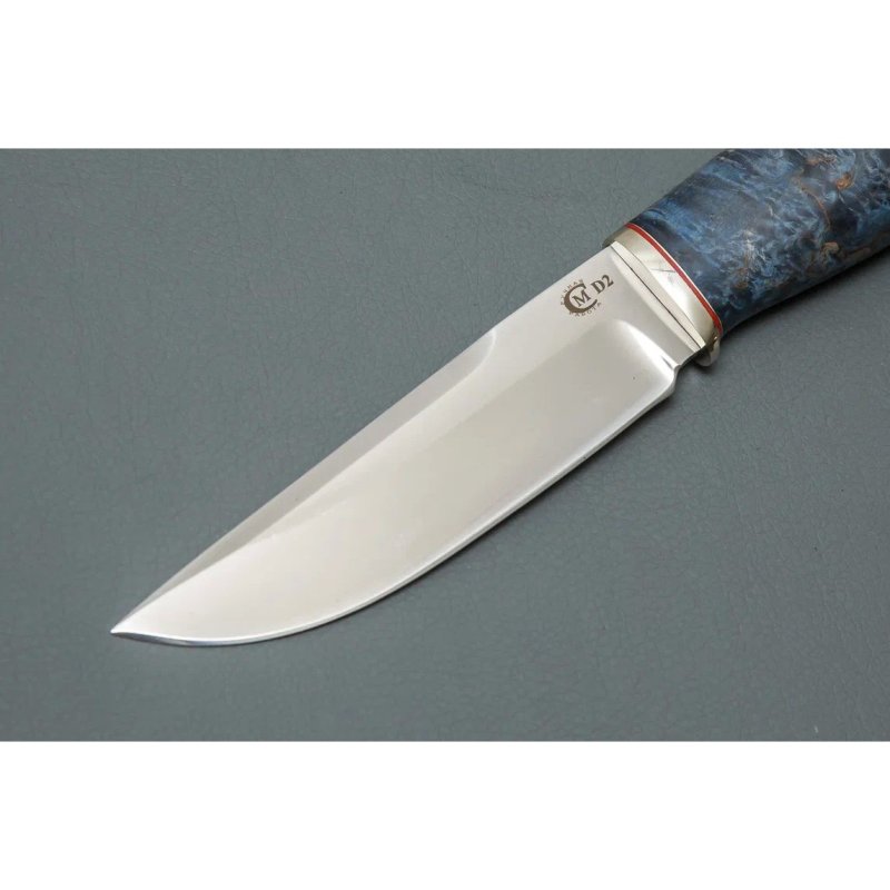 Нож Соболь из стали D2, рукоять карельская береза, литьё мельхиор в интернет-магазине art-steel.ru, фото