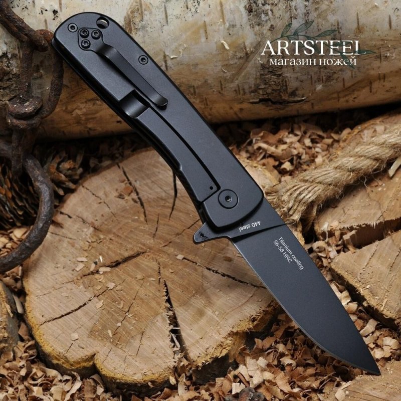 Складной нож, сталь 440, рукоять сталь в интернет-магазине art-steel.ru, фото
