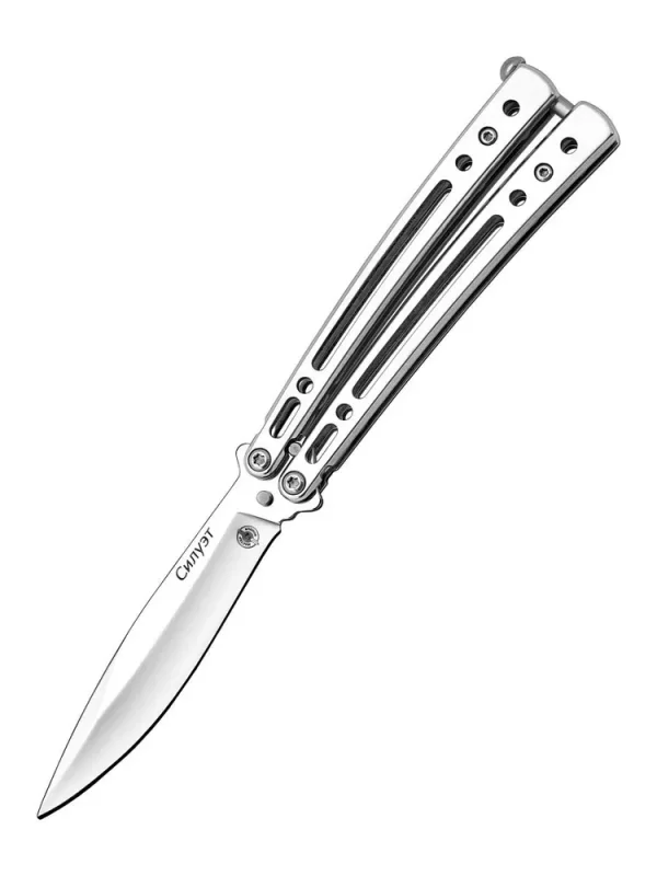 Универсальный складной нож-бабочка Силуэт, сталь 420, рукоять сталь в интернет-магазине art-steel.ru, фото