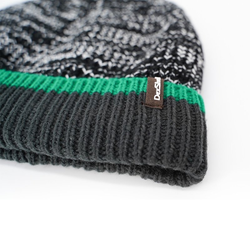 Шапка водонепроницаемая DexShell Cuffed Beanie, DH353GRN черная с зеленой полоской, размер S/M в интернет-магазине art-steel.ru, фото
