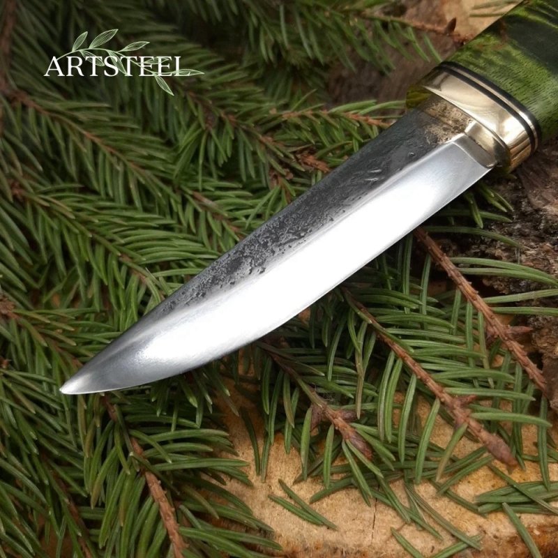 Нож Якут ШЕЙНЫЙ из стали К340, рукоять латунь в интернет-магазине art-steel.ru, фото