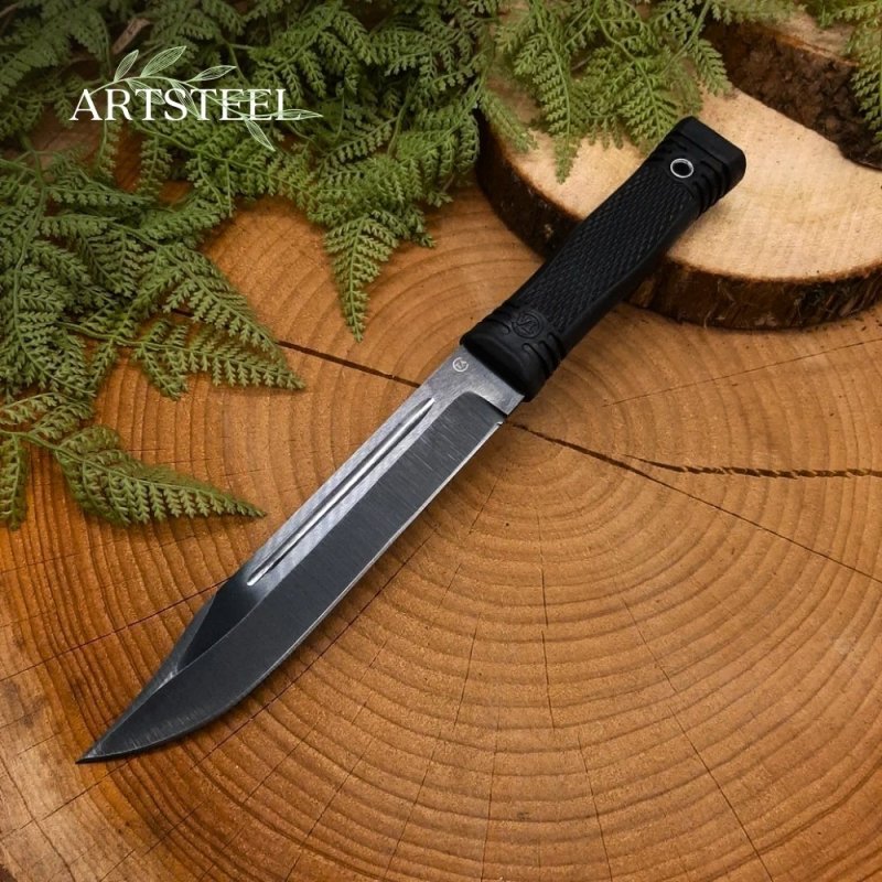 Нож Комбат-2 из стали 65Г, рукоять резина в интернет-магазине art-steel.ru, фото