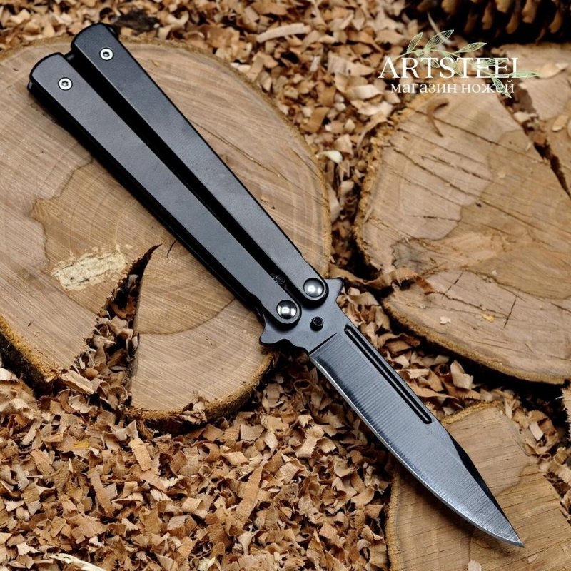 Нож бабочка Кавалер, сталь 420, рукоять сталь в интернет-магазине art-steel.ru, фото