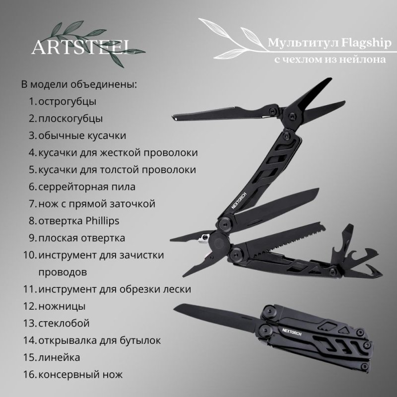 Мультитул NexTool Flagship MT10 EDC 16-in-1 Tool,MT10 в интернет-магазине art-steel.ru, фото